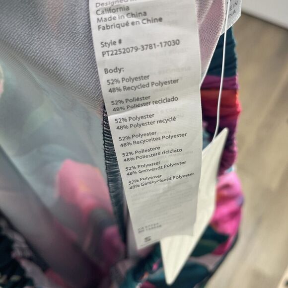 Fabletics Sleep Pant Womens Small Painted Tulips Pink Green Lounge Pajama Pants - Picture 7 of 12